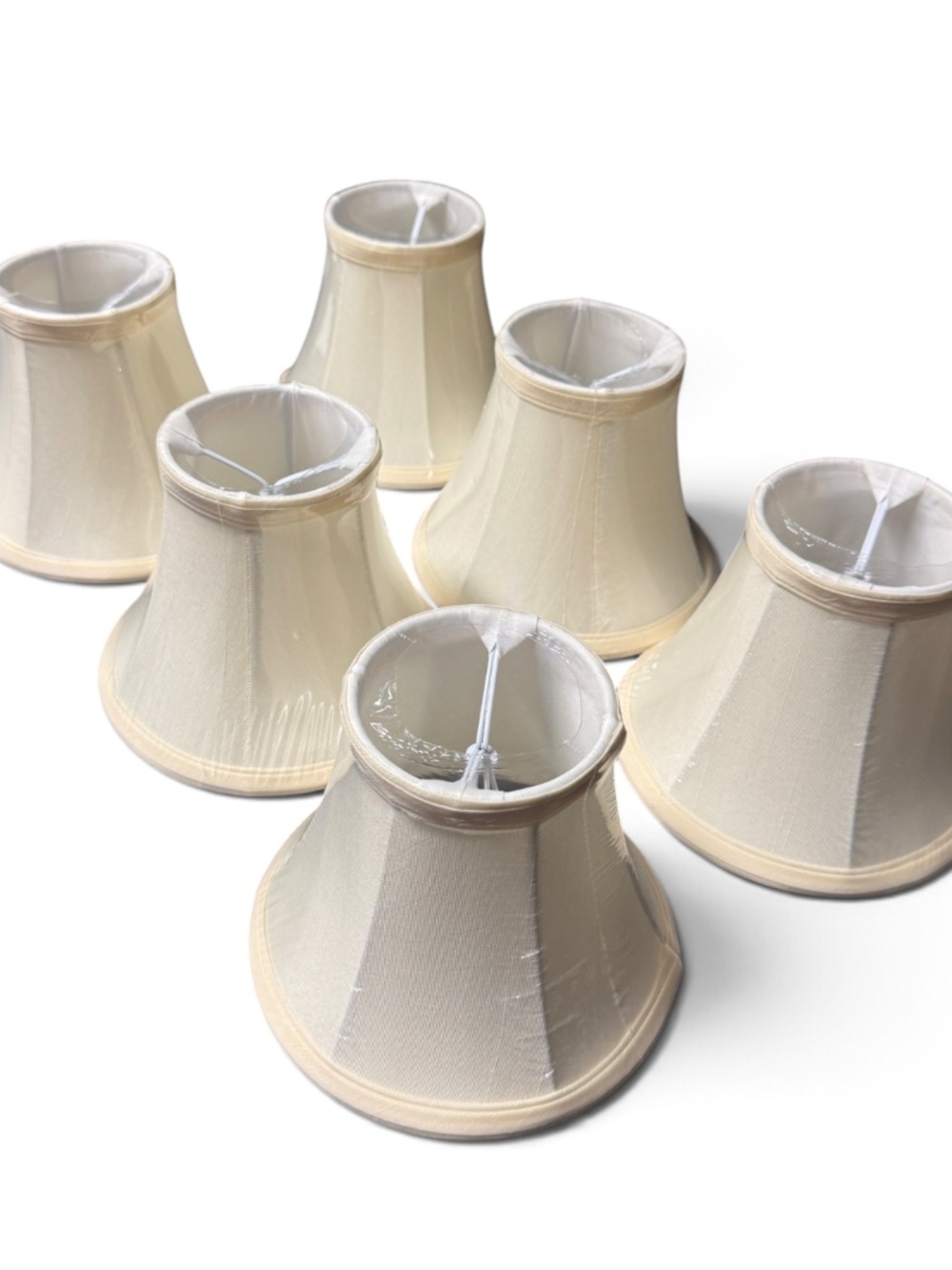Set of 6 Ivory Clip-On Chandelier Lamp Shades 3x6x5 Bell Empire - Picture 4 of 13
